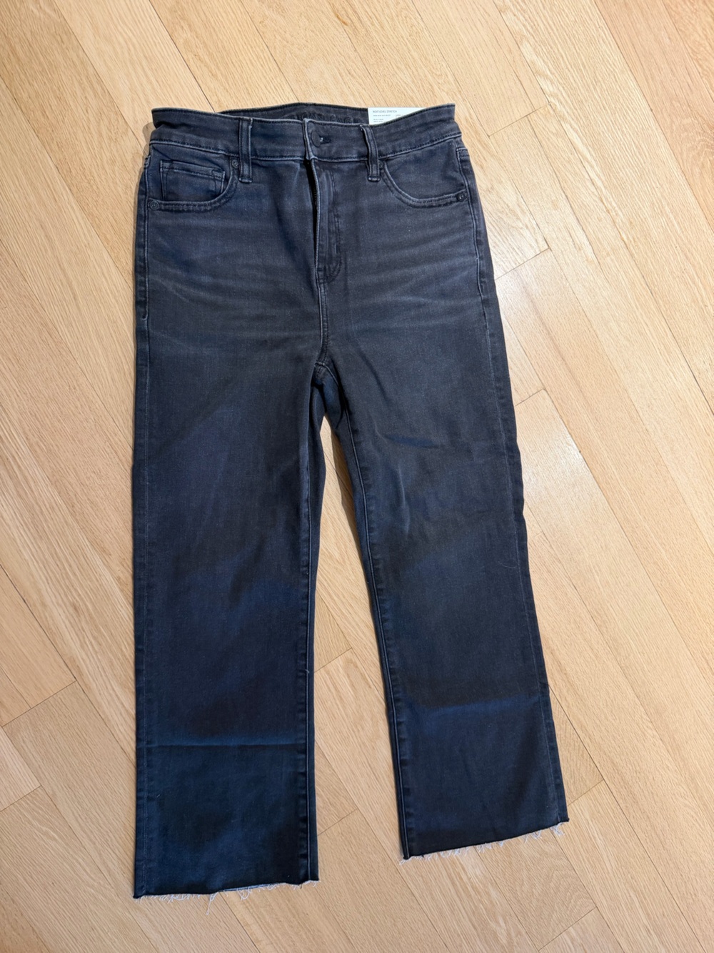 American Eagle Outfitters Women's Black High-Rise Kick Boot Crop Jeans